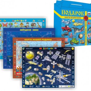 Набор из четырех пазлов "Изучаем" в подарочной коробке
