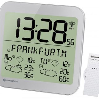 Часы настенные Bresser MyTime Meteotime LCD, серебристые
