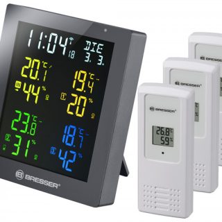 Гигрометр Bresser ClimaTemp Hygro Quadro с тремя датчиками, серый