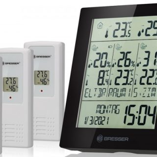 Метеостанция Bresser Temeo Hygro Quadro Prestige с тремя датчиками, черная