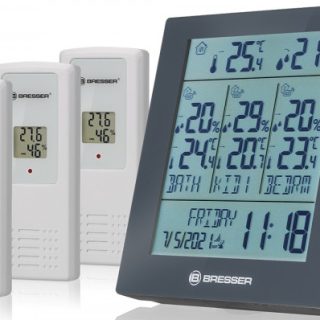 Метеостанция Bresser Temeo Hygro Quadro Prestige с тремя датчиками, серая