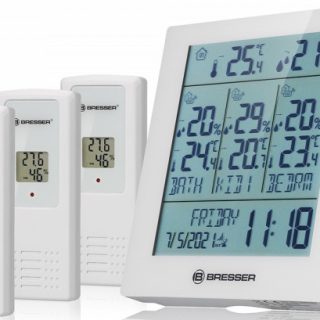 Метеостанция Bresser Temeo Hygro Quadro Prestige с тремя датчиками, белая