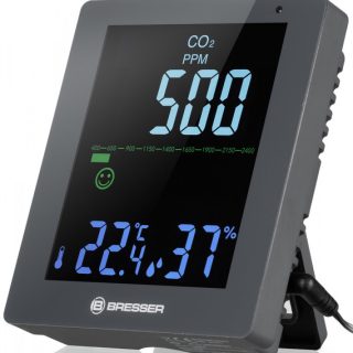 Гигрометр Bresser Air Quality Smile с датчиком CO2, серый